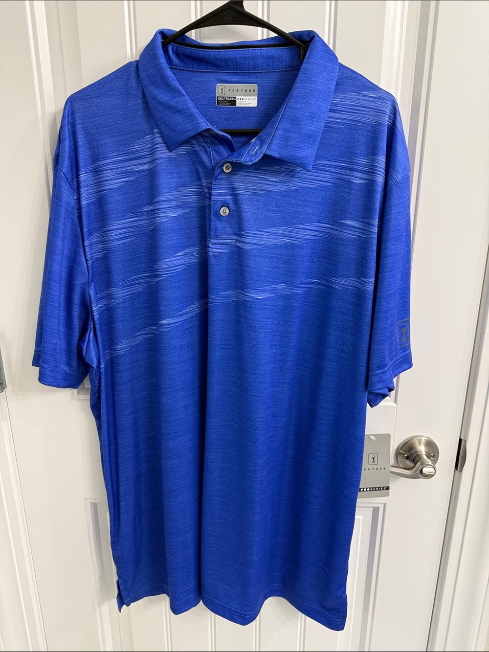 PGA Tour Men's Royal Blue Striped Polo Shirt